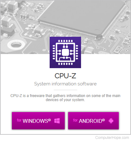 Download page for CPU-Z.