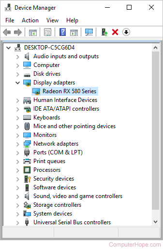 Display adapter selector in Device Manager.