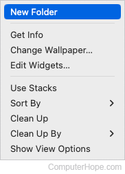 Creating a new folder on the macOS desktop.